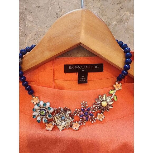 Banana Republic coral dream shift dress size 4 ruffle sleeve - Picture 5 of 10